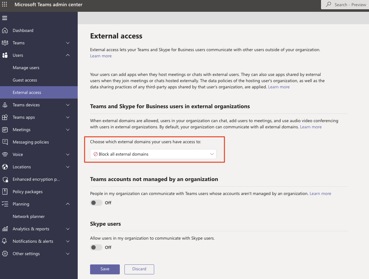 Block all external domains