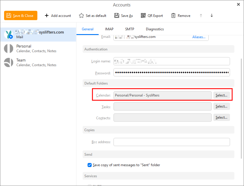 Change default calendar folder (2)