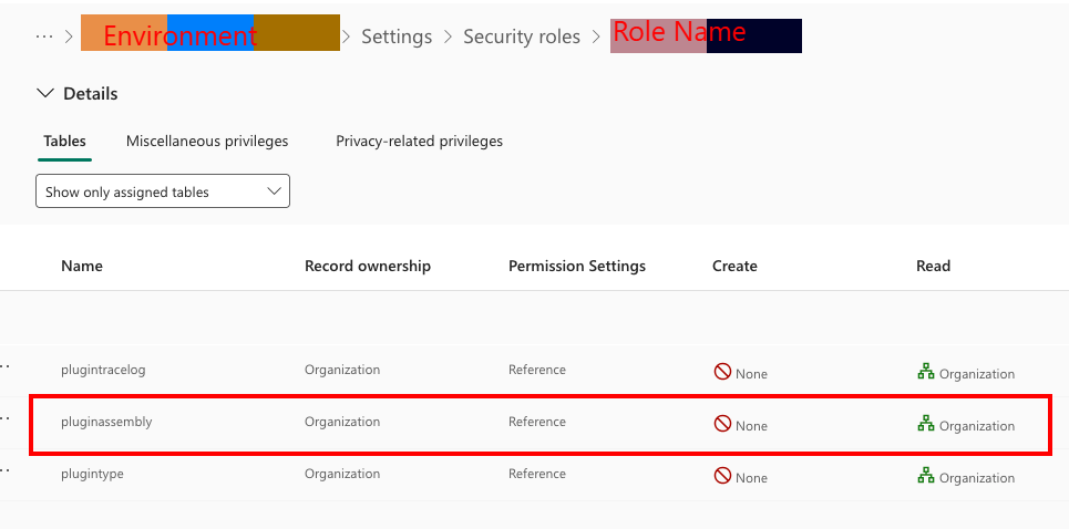 Organization wide Read access on table "pluginassembly"