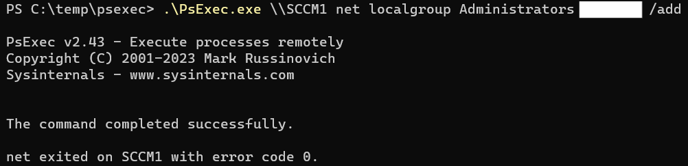 Adding user to local administrators on 
