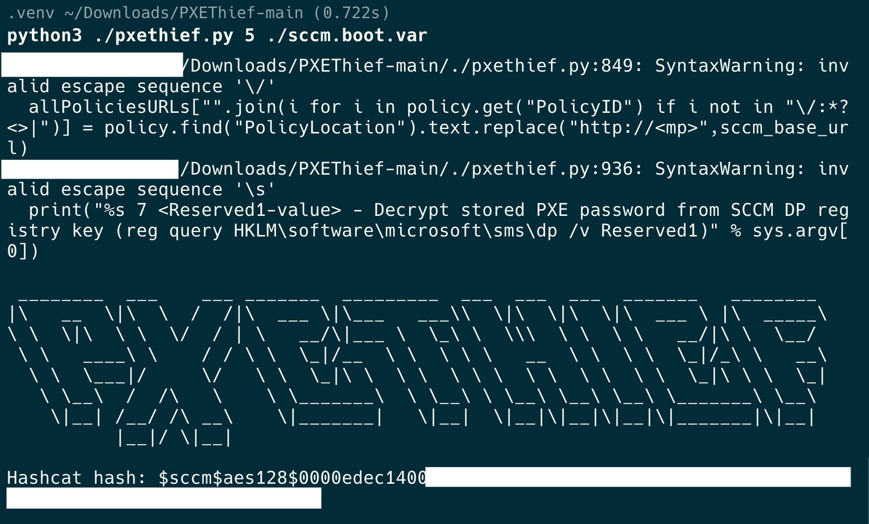 Extract hash with PXEThief